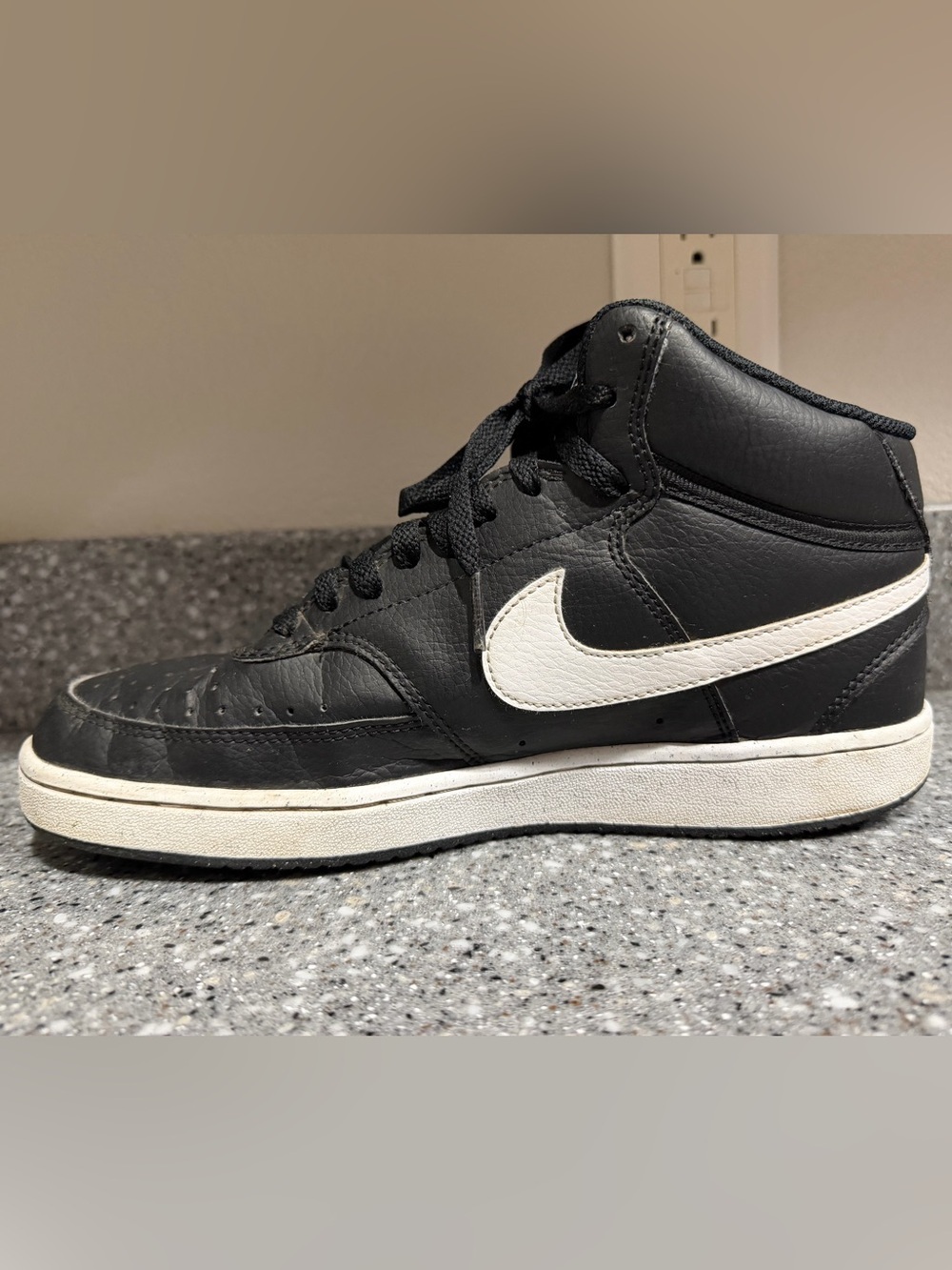 Nike Court Vision Mid Men’s Sneakers Black White Size 8 - Picture 6 of 7